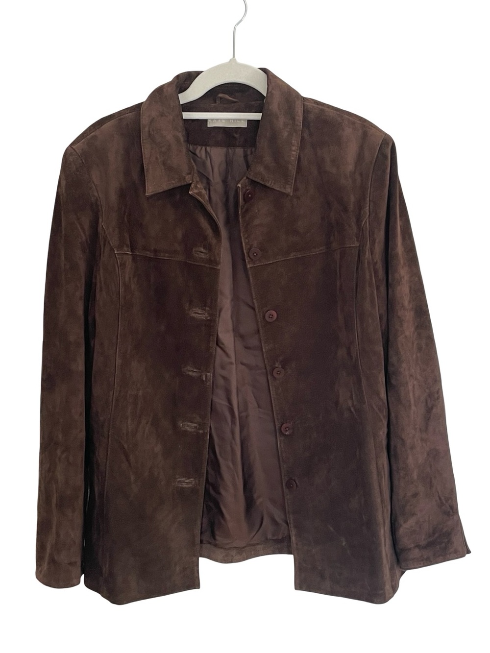 Kate Hill Classic Brown Suede Button-Front Jacket